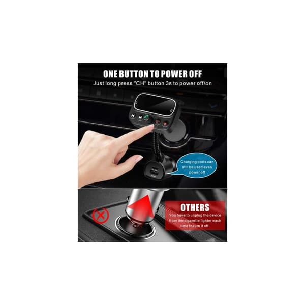 Bluetooth FM-sender med doble mikrofoner, [én knapp for å deaktivere FM], trådløs håndfri samtale med 3 USB-porter (PD18W og QC3.0)