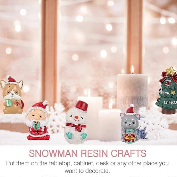 5 stk. julepynt harpiks minifigur juleharpikslegetøj mikrolandskabsindretning