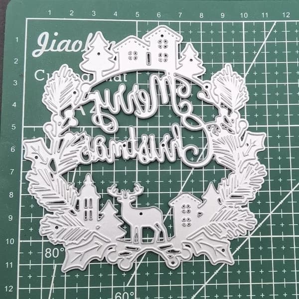 God Jul Krans Metall Skärform Stencil DIY Scrapbooking Album Papper