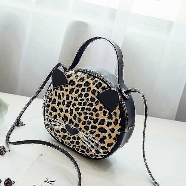Söt Kattväska Leopard Crossbody Väska Mini Axelväska Handväskor För Barn Kvinnor Tonåringar Flickor (Brun)