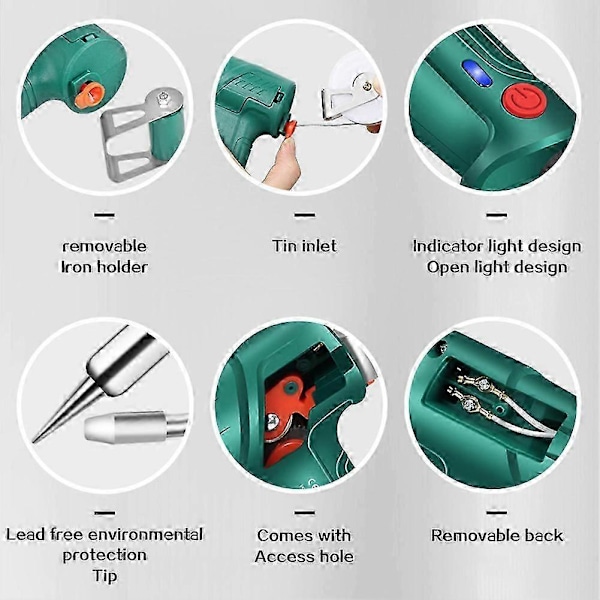 3-i-1 svejse-, skære- og rustfjernelsessæt - Hurtig opvarmning, ergonomisk, ideel til begyndere og gør-det-selv Green US plug