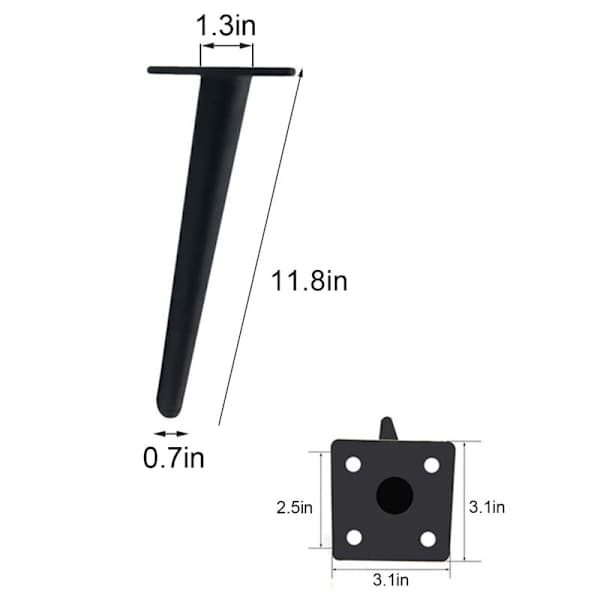 Set om 4, soffa, TV-bänk, soffbord, skåp, bordsben, svart, 30 cm