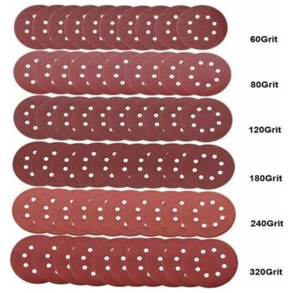 60 stk. sandpapir slibeskive 125 mm 8 huller korn 60-320 Cisea
