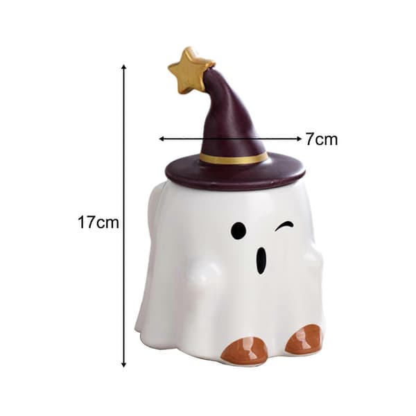 2025 Halloween Kaffemugg Keramisk Mugg med Lock Dryckesvaror 3D Kaffekopp Spökmugg för Blinking Elf