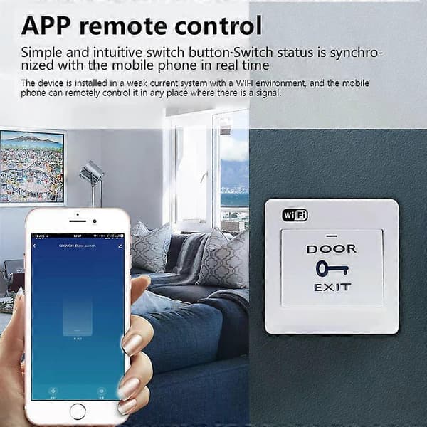 Tuya WiFi Dörr Utgång Knapp Trådlös Frigöring Tryckknapp För Elektronisk Dörrlås Sensor Åtkomstkontrollsystem APP Fjärrkontroll Switch 02