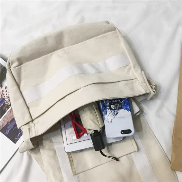 Japansk axelväska i canvas för kvinnor 2022 Bomullstyg Studentväskor Unisex Crossbody Stor Dam Messenger Väskor