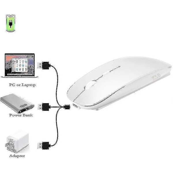 Trådløs Bluetooth-mus til Macbook Pro/Macbook Air/iPad/laptop/iMac/pc white