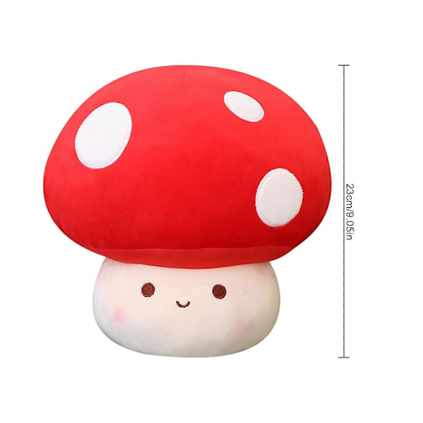NYHET! Søt sopp-pute i mykt plusj - Koselig sopp-pute for klemmekos red 23cm