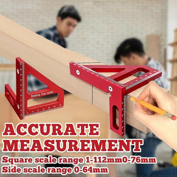 Træbearbejdningsvinkel Protractor - Aluminiumlegering 3D Multi-vinkel Målelineal, Gerings Trekant Lineal, Vinkel Protractor