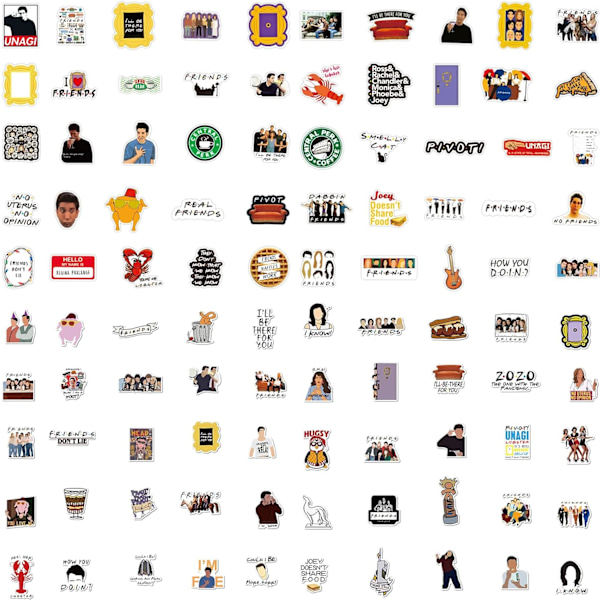 50-pack Friends-dekaler, tecknade dekaler, vattentäta dekaler, estetiska dekaler, skrapboksdekaler, för laptop skateboard gitarr resväska bagage