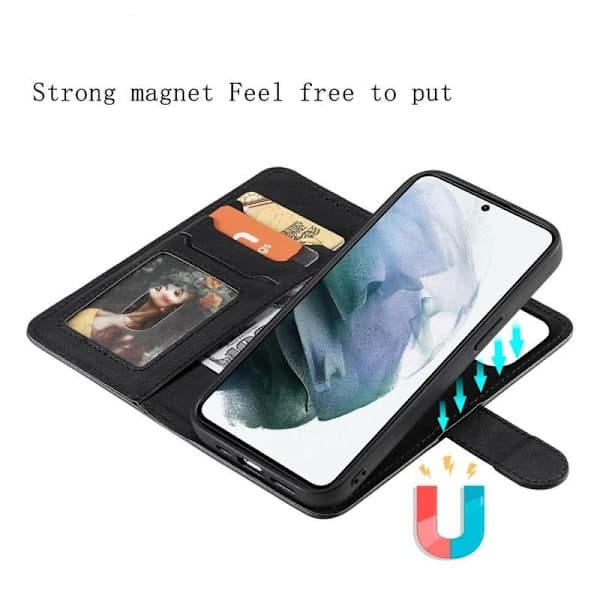SKALO Samsung S22 Magnetisk etui/pung \"2 i 1\" - Sort Sort sort
