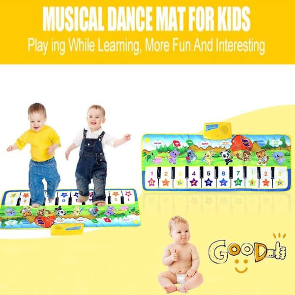 Musikkmatte for barn, musikkmatte, dansematte, leker for barn, jenter, gutter, tidlig utdanning, berøringsmatte, bursdagsgave