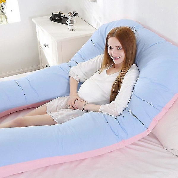 U-formet Graviditetsputer 130x70cm Gravid Kroppspute Myk Korallfleece Gravide Kvinner Side Sovende Sengetøy Avslappende Pute White