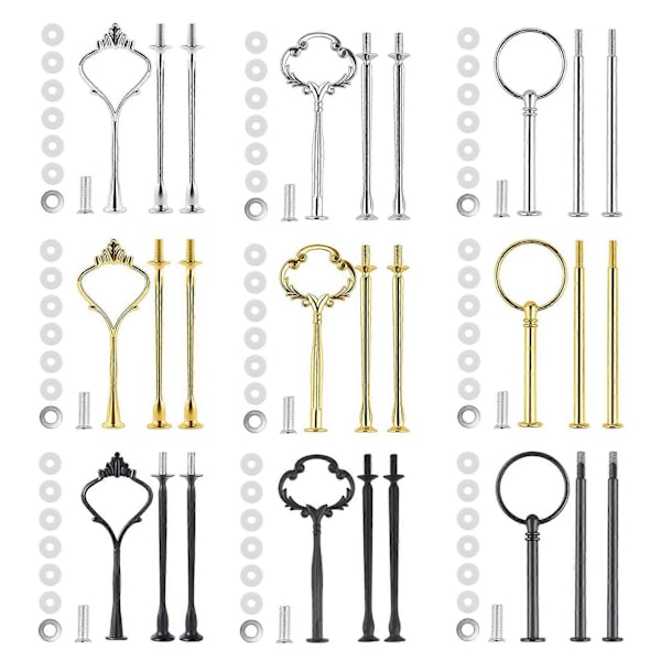 9 Sæt Kage Stativ Hardware Kit Lagdelt Bakke Hardware Beslag til Kage Stativ, 3 Lag Kage Stativ Beslag