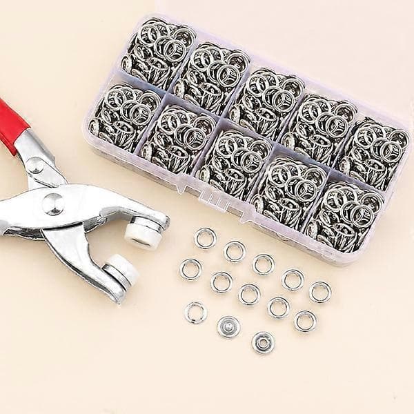 Tryckknappar med verktyg 100 st Silver