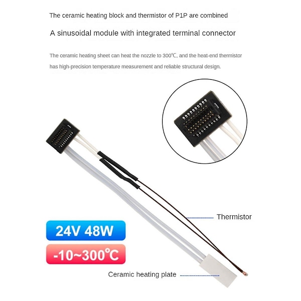 For Bambu Lab P1P P1S Termistor Keramisk Varmeelement 24V 48W Varmerør for 3D-printing Termistor Varm