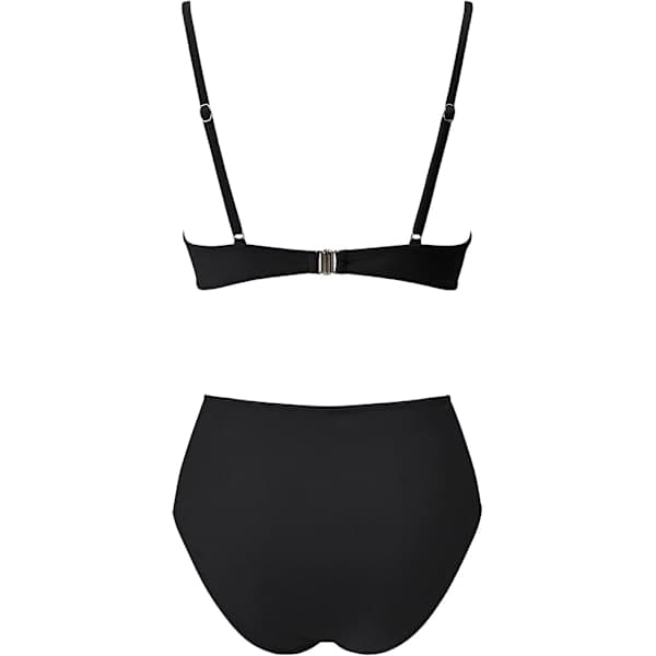 Högmidjad Bikini Set Push Up Bikini Överdel med Tummy Control Bikini Halterneck Bygel Vadderad Bikini 2 Delar