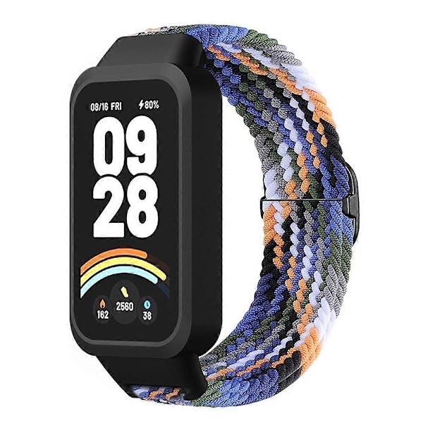 Til Xiaomi Smart Band 9 Active Redmi Band 3 Vævet Nylon Rem Snap-On Etui Urrem - Denim Blå Multicolor Denim Blue