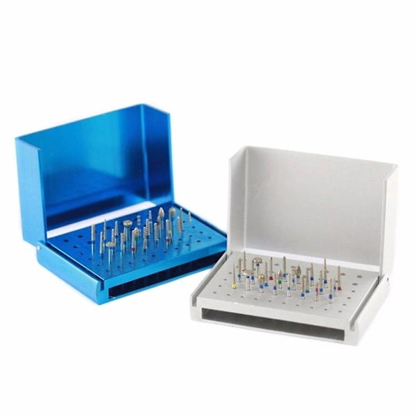 1 stk 58 Hull Tannlegeborholder Stativ Autoklav Desinfeksjonsboks Etui Silver