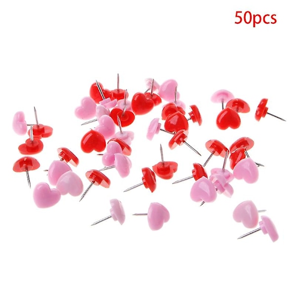 50 stk. Hjerteformet Plast Kvalitet Farvede Tegnestifter Kontor Skole Red powder mixed