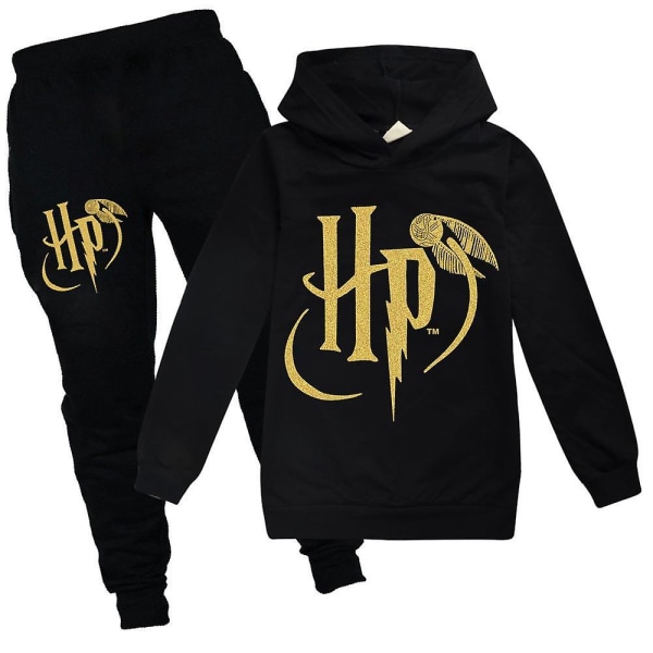 Harry Potter Print Pullover Sweatshirt Hoodie Top Sweatpants Set D