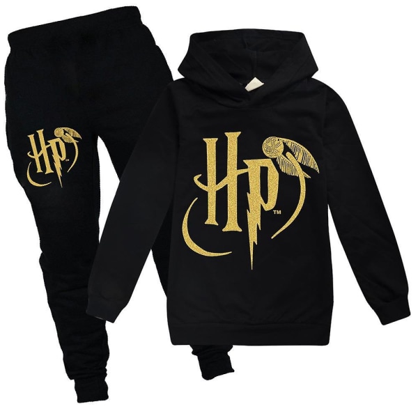 Harry Potter Print Pullover Sweatshirt Hoodie Top Sweatpants Set E