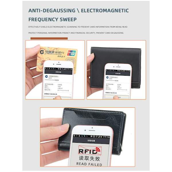 Mænds Pop Up Pung RFID Blokerende Slank Kortholder Automatisk - på lager Sort Black