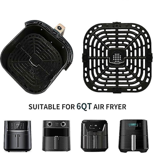 Friteerauskeittimen grillilevy, lämmönkestävä, tarttumaton, konepesun kestävä, elintarvikelaatuinen leivinpelti, varaosa, päivitetty air-fryer korvaava neliönmuotoinen rapeutuslevy A