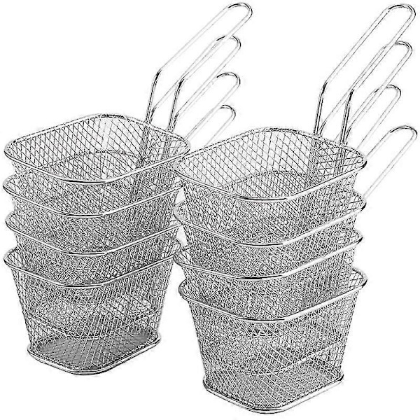Mini Pommes Frites Kurv, Rustfrit Stål Trådkurv Rektangulær Mini Friturekurv
