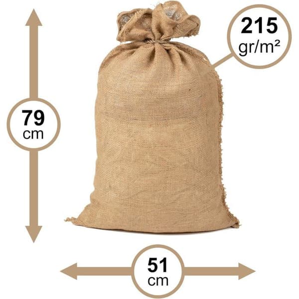 Jutesäckar - 3-pack - Naturlig canvas - 25 kg - För potatis och grönsaker - 51x81 cm