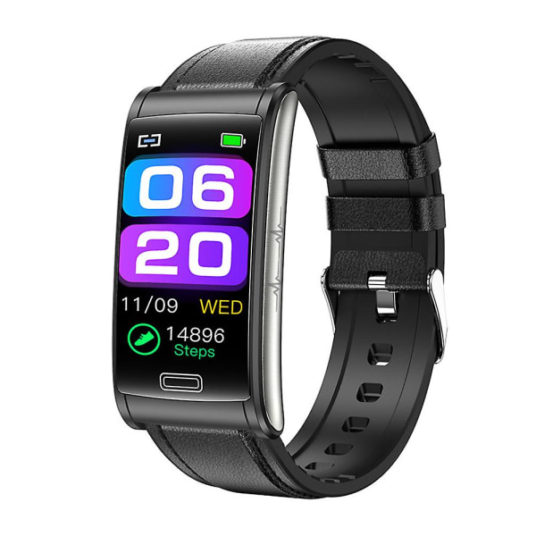 EKG Ppg Hrv Smart Watch Blodsockermätare Black Leather