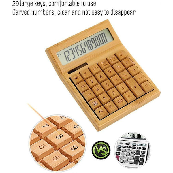 Bambu Kalkylator Solcellsdriven Kalkylator Kreativ Dator med Röst Bambu Kalkylator Bambu Trä Trä -Yx