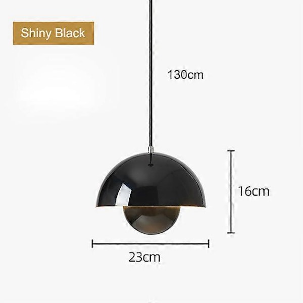 Modern Blomkruka Pendellampa Halvcirkelformad Restaurang Hängande Taklampa Inomhus Vardagsrum Bar Köksö Lampor Cool White 6000K Shiny Black
