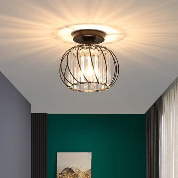 Loftlampe, Mini E27 Semi-indbygget Rund Loftbelysning, Krystal Loftlampe til Soveværelse Køkken