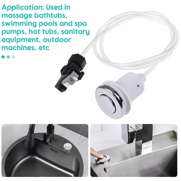 Lufttrycksknapp, 250V Lufttrycksknapp för pool, spa, hem, massagebadkar, på/av, ståltryckknapp för spa och pooler
