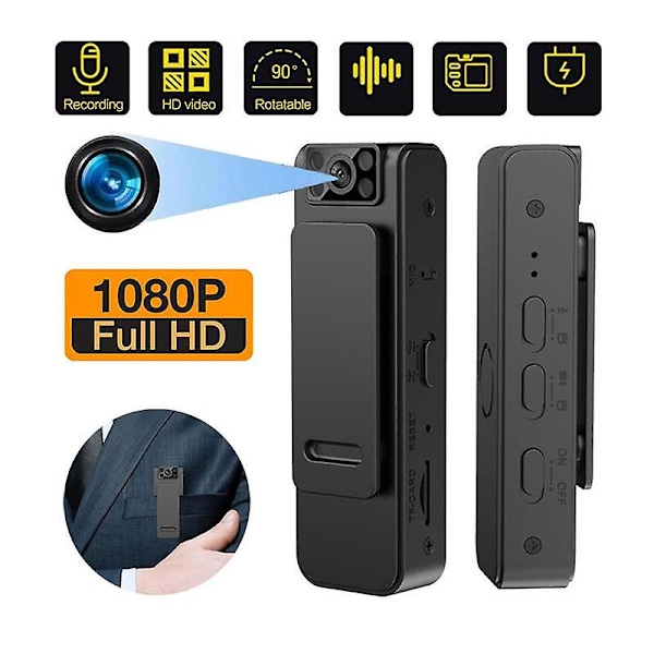 L8 Mini Kamera Video Lydoptager HD 1080P Konference Udendørs Sport Loop Optagelse Camcorder Lavalier Kamera Magnetisk Bagklips Camera with 16GB card