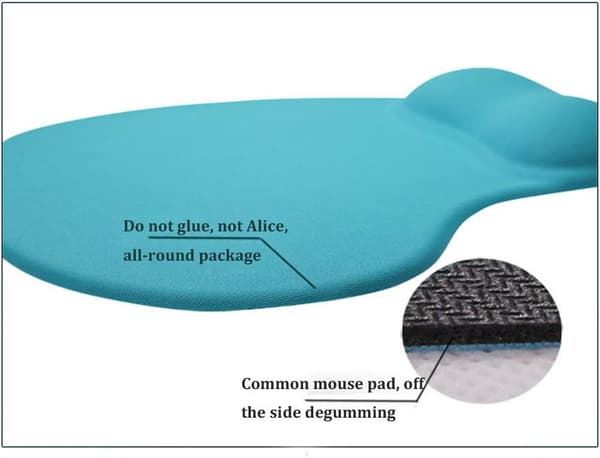 Musematte med Gel, Musematte med Håndleddstøtte - Med Praktisk Gel Håndleddstøtte - Sklisikker Gummibase, Ergonomisk Blue