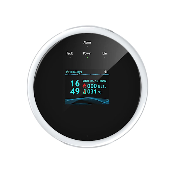 Wifi Gasläckagedetektor och brandvarnare LCD-skärm Väggmonterad APP-kontroll Smart Wi-Fi Naturgas/