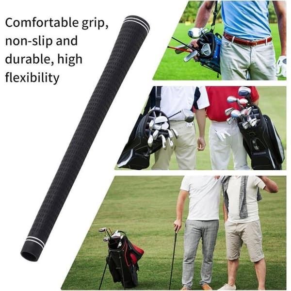 Sorte gummi golfgreb 27 cm skridsikre for præcis kontrol og komfort til mænd og kvinder