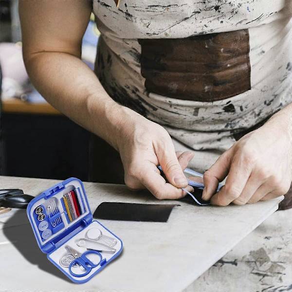 Sammenleggbart, bærbart sysett, mini sysettboks, reisesysett for reparasjon av overlock Royal Blue
