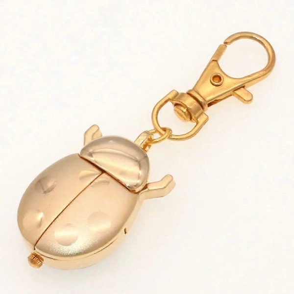 Uudet leppäkerttukellot Kuoriainen Kello naiset miehet lapset taskukello opiskelijat kvartsikello avaimenperät taskukello kaulakoru kellot kulta Beige with keyring