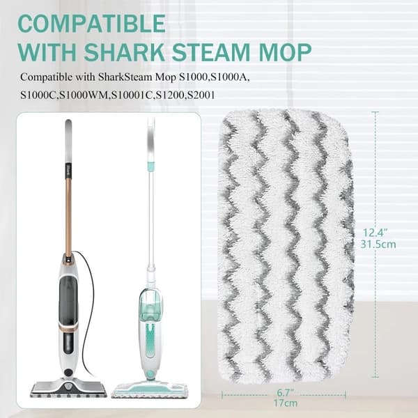 6-pak udskiftningspuder til dampmopper, kompatible med Shark S1000/S1000A dampmopper.