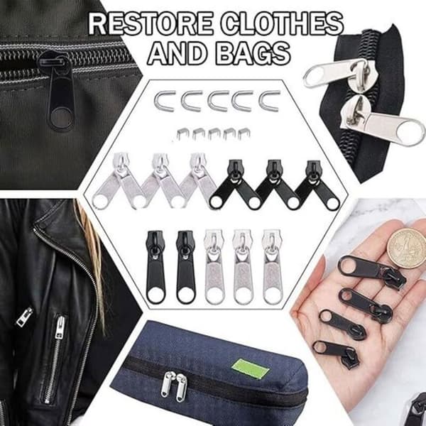 85-dele lynlås reparationssæt, inklusive udskiftningslynlåse med træk og miniclips, sort