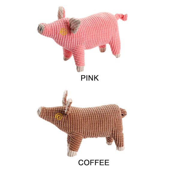 Plushdjur för hundar med pipljud, tugg- och leksak, interaktiv träning, bettbeständig gris, söt baby coffee