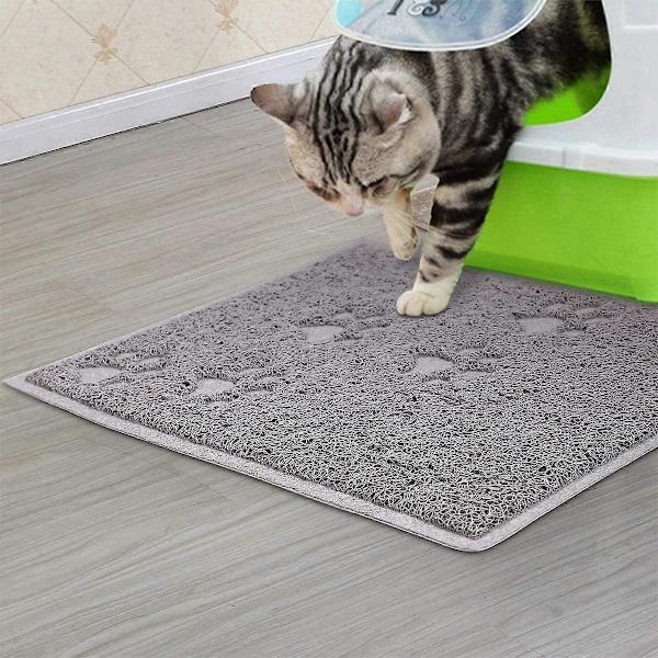 Foderunderlag til kæledyr, vandtæt skridsikker bakke til hunde og katte Grey