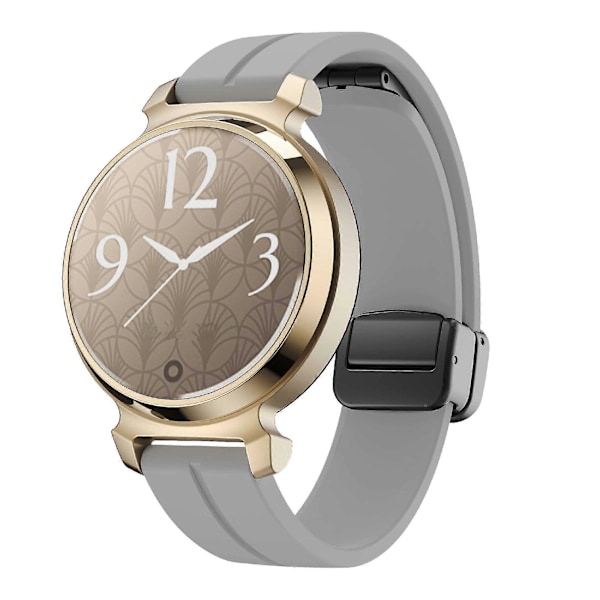 Silikonrem til Garmin Lily 2 med Magnetisk Spænde Light Grey Black Buckle