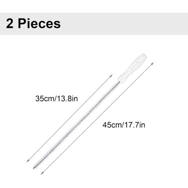 2-delt afløbsrensebørstesæt, fleksibel 45 cm vaskerensebørste til at fjerne tilstopninger i rør og afløb