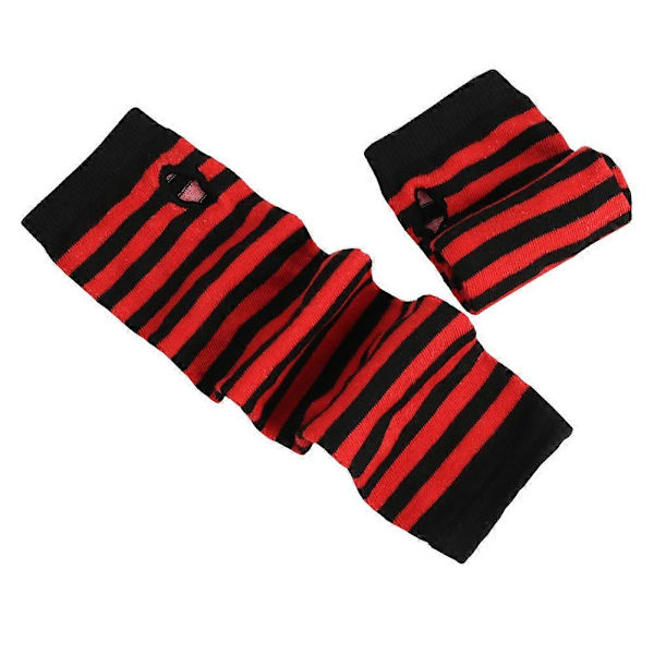 Fingerlösa Handskar Stilren Längd 31cm Vinter Armvärmare Vinteraccessoarer Red Stripe