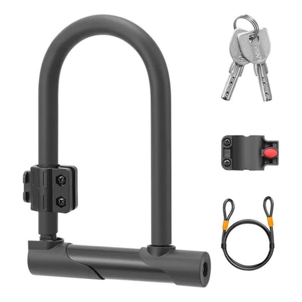 MCBOSON U-lås för cyklar med kabel, fäste och låsring