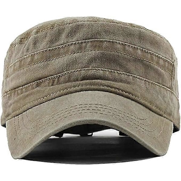 Unisex Vintage Militär Armé Keps Platt Justerbar Basebollkeps Grå Khaki